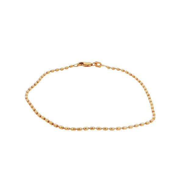 14K Yellow Gold Polished 1.5mm Rice Bead Bracelet