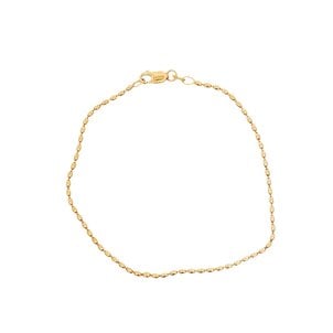 14KY Polished 1.5mm Rice Bead Bracelet