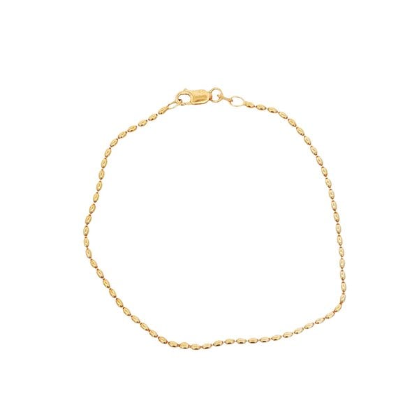 14K Yellow Gold Polished 1.5mm Rice Bead Bracelet