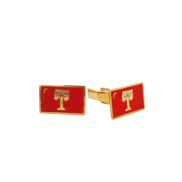 Gold Plated Enamel Big Red Citadel Flag Cufflinks-Small