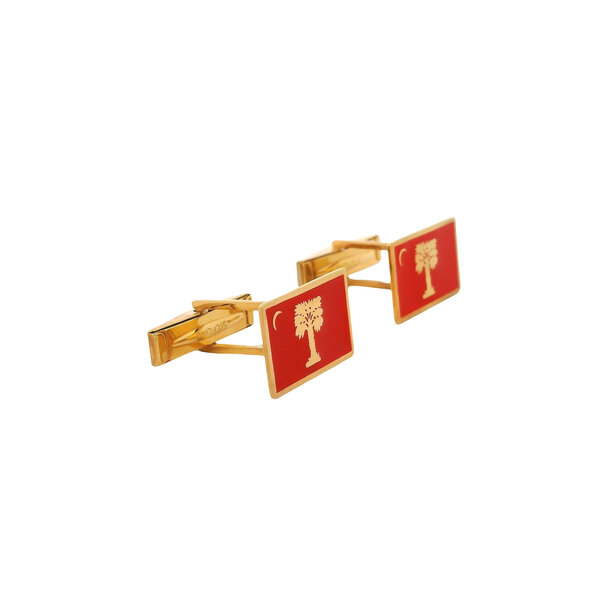 Gold Plated Enamel Big Red Citadel Flag Cufflinks-Small