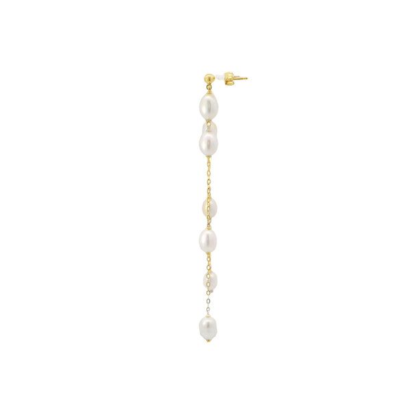 10K Yellow Gold 5-5.5mm Rice Pearl Drop Earrings