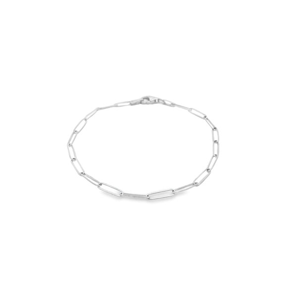 Sterling Silver 2.6mm Paperclip Bracelet 7"