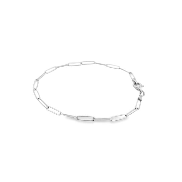 Sterling Silver 2.6mm Paperclip Bracelet 7"
