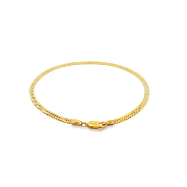 Gold Filled 3mm Herringbone Bracelet with Lobster Clasp 7.5"