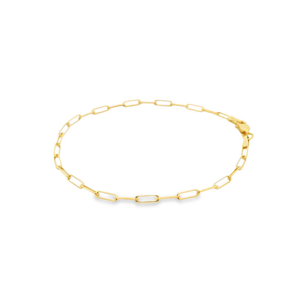 14K Yellow Gold 1.7mm Paperclip Bracelet 6.5"