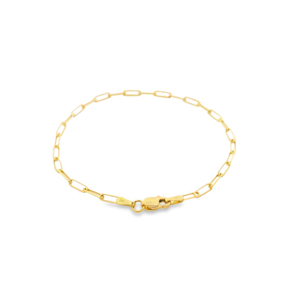14K Yellow Gold 1.7mm Paperclip Bracelet 6.5"