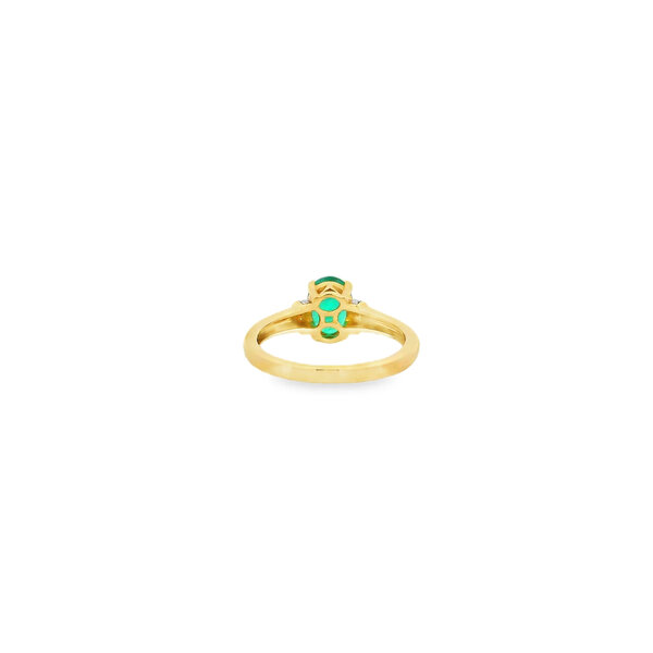 14K Yellow Gold 1.20ct Oval Emerald & .05ct Diamond Ring Size 7