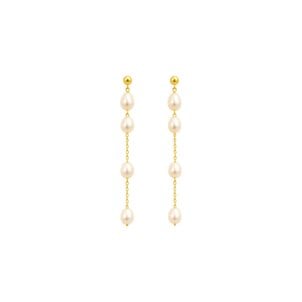 10KY 5-6mm Rice Pearl Drop Earrings