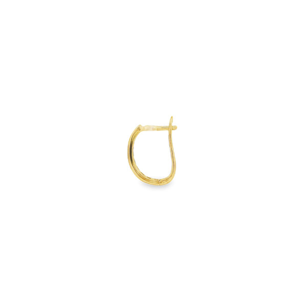 14K Yellow Gold .22ct Diamond Oval Shaped Channel Huggie Hoops 3x13mm