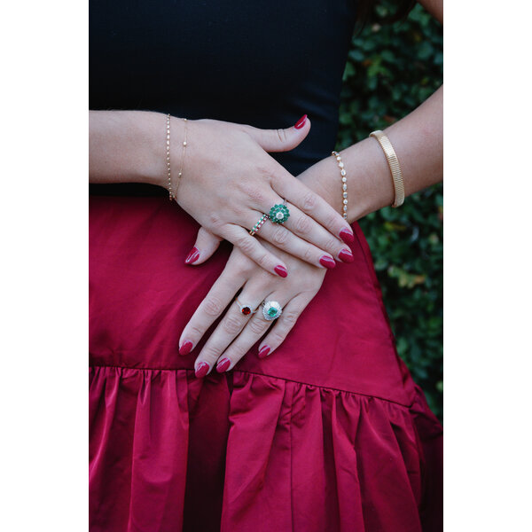 14K Yellow Gold 1.20ct Red Garnet & .08ct Diamond Ring Size 7