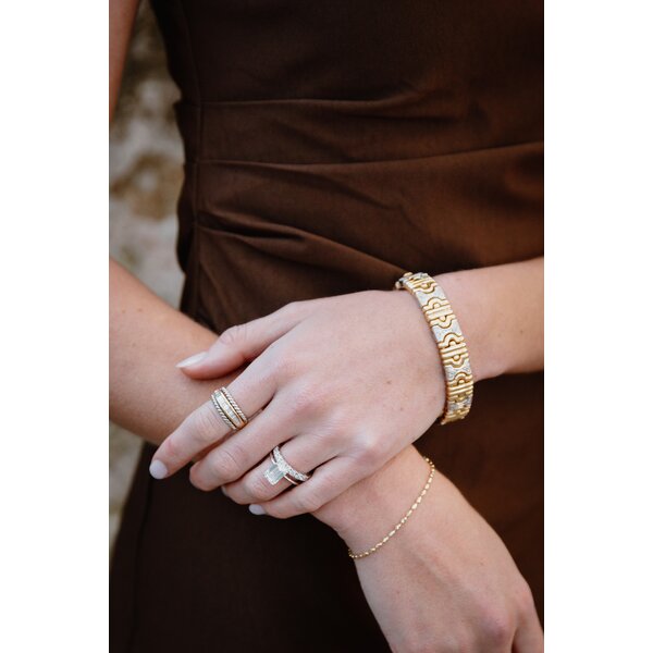 14K Yellow & White Gold .50ct Baguette Diamond Rope Edge Band Size 6