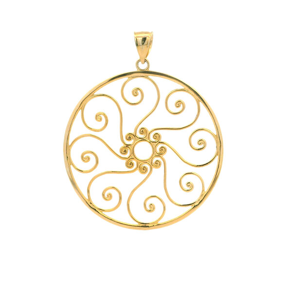 14K Yellow Gold Pirate Gate Pendant