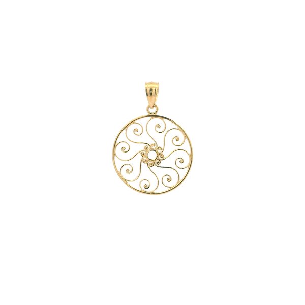 14K Yellow Gold Pirate Gate Pendant