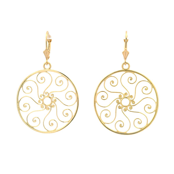 14K Yellow Gold Pirate Gate Earrings