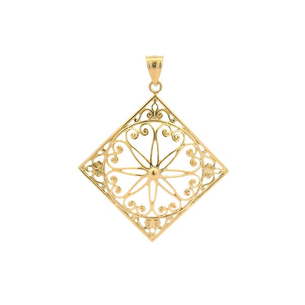 14K Yellow Gold Old Exchange Gate Pendant