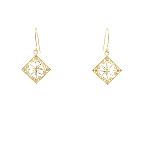 14K Yellow Gold Old Exchange Gate Earrings