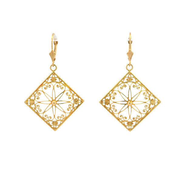 14K Yellow Gold Old Exchange Gate Earrings