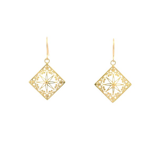 14K Yellow Gold Old Exchange Gate Earrings