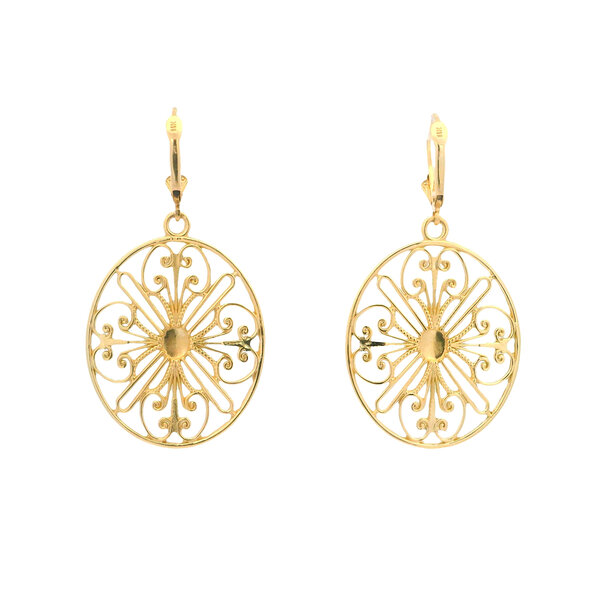 14K Yellow Gold Rainbow Row Gate Earrings