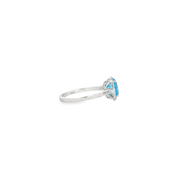 14K White Gold 1.20ct Oval Blue Topaz & .08ct Diamond Ring Size 7