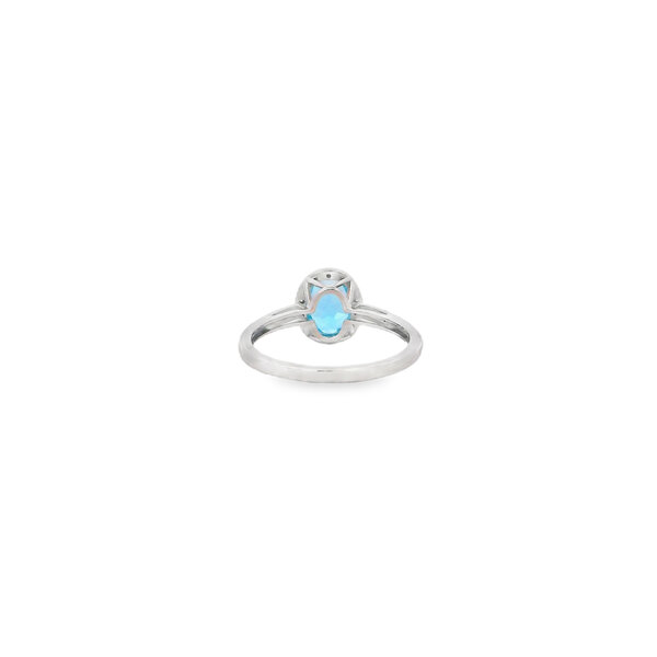 14K White Gold 1.20ct Oval Blue Topaz & .08ct Diamond Ring Size 7