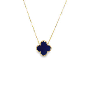 14KY Lapis Clover Split Chain Necklace ADJ 16"-17"-18"
