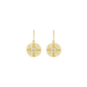 14K Yellow & White Gold Secret Garden Gate Earrings