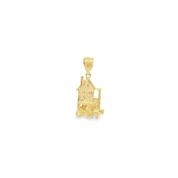 14K Yellow Gold Gold Creations Original Single House with Carriage Charm Small 24x9mm