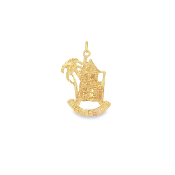 14K Yellow Gold Charleston Single House With Palm