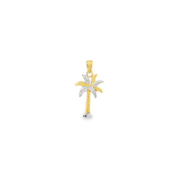14K Yellow & White Gold Small Diamond Cut Palmetto
