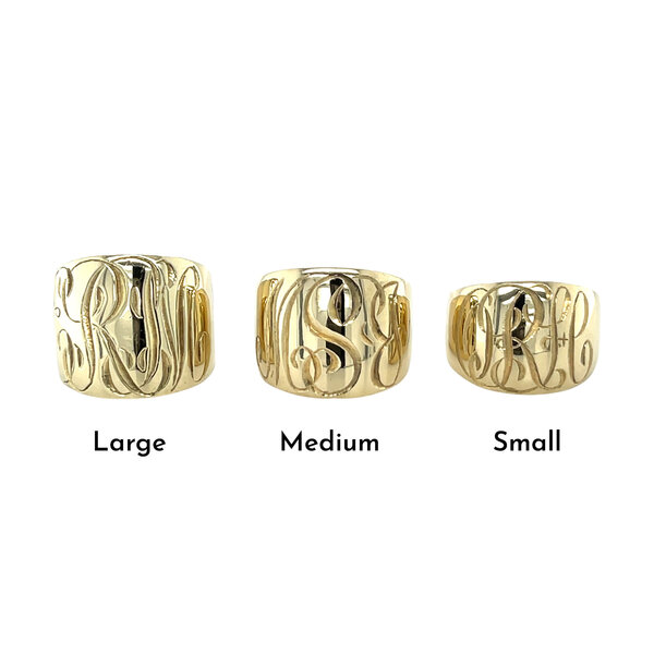14K Yellow Gold GC Medium Cigar Band with Hand Engraving