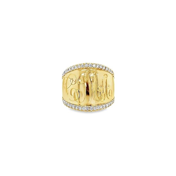 14K Yellow Gold  .45ct Diamond GC Cigar Ring with Hand Engraving