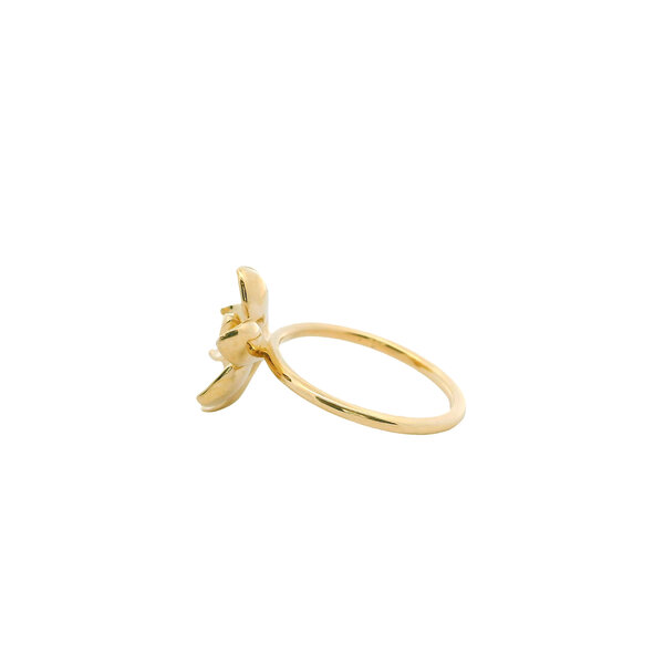 14K Yellow Gold Polished/Brushed Gold Creations Original .03ct Lab Diamond Magnolia Ring Size 7.25