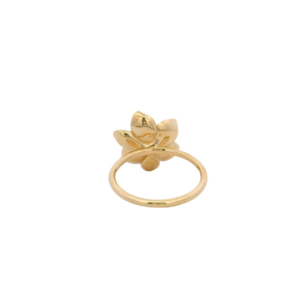 14K Yellow Gold Polished/Brushed Gold Creations Original .03ct Lab Diamond Magnolia Ring Size 7.25