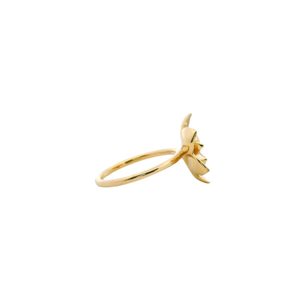 14K Yellow Gold Polished/Brushed Gold Creations Original .03ct Lab Diamond Magnolia Ring Size 7.25