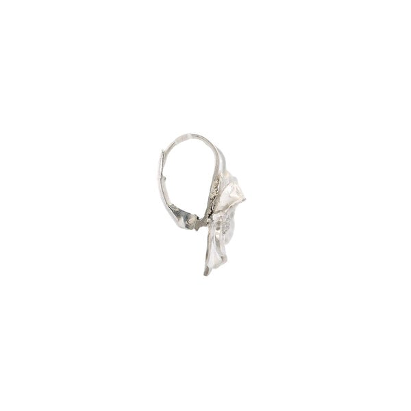 Sterling Silver Gold Creations Original Textured Cubic Zirconia Dogwood Leverback Earrings Small