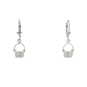 SS Small Sweetgrass Basket w Hinged Handle Leverback Earrings