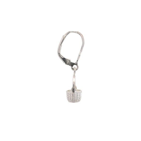 Sterling Silver Small Sweetgrass Basket with Hinged Handle Leverback Earrings