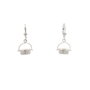 SS Hinged Handle Oval Sweetgrass Basket Leverback Earrings