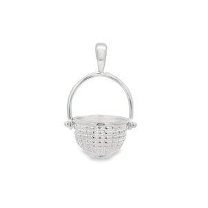 SS Hinged Handle Large Round Sweetgrass Basket Pendant 32x21mm