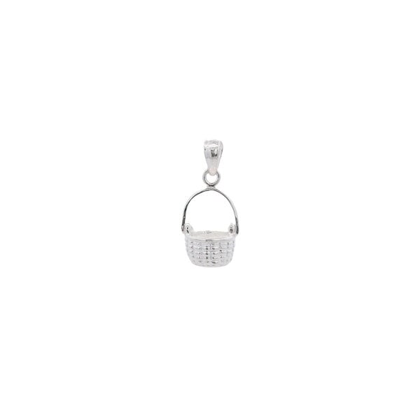 Sterling Silver Small Sweetgrass Basket with Hinged Handle Charm 18x8mm