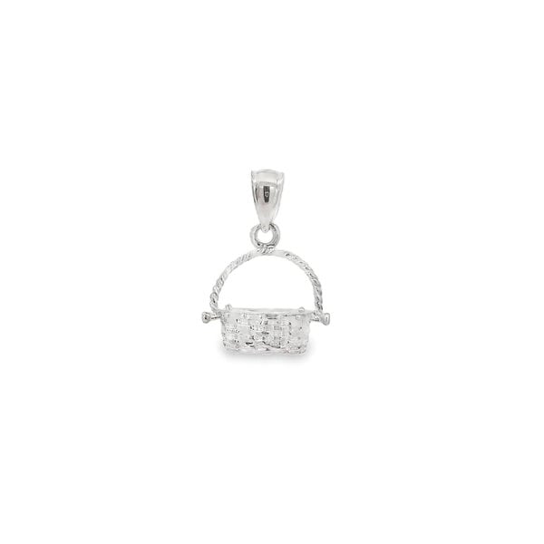 Sterling Silver Medium Oval Sweetgrass Basket Charm 19x14mm