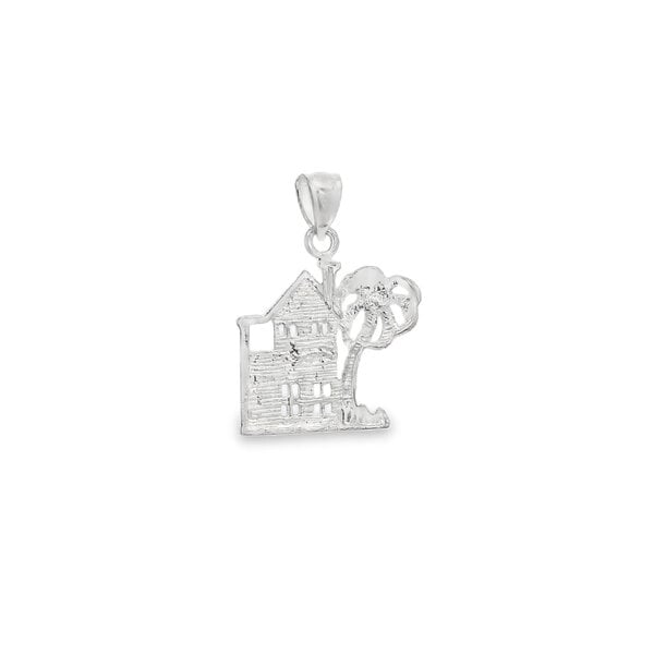 Sterling Silver Charleston Single House & Palm Charm