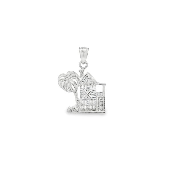 Sterling Silver Charleston Single House & Palm Charm