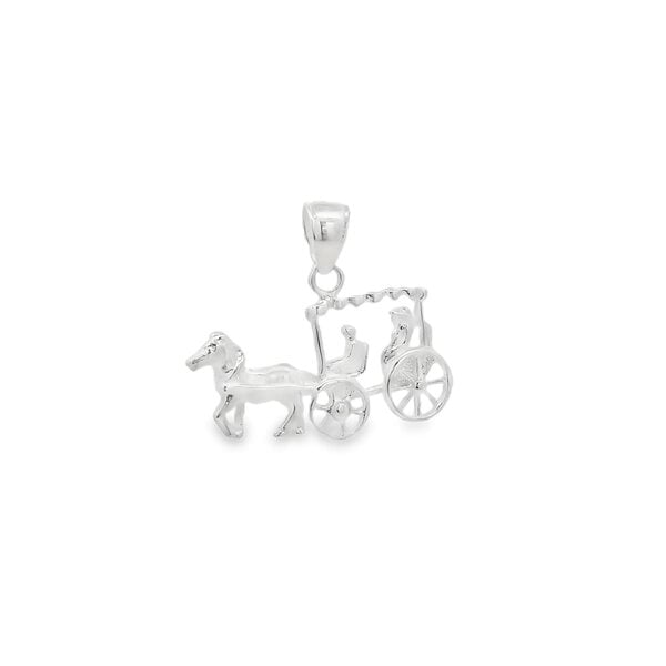 Sterling Silver Horse & Carriage Charm 20x21mm
