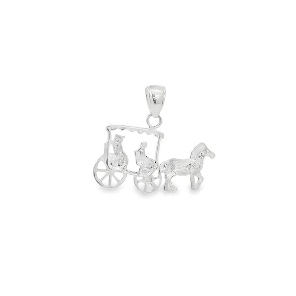 Sterling Silver Horse & Carriage Charm 20x21mm