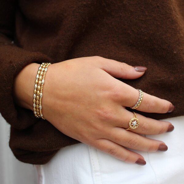 Gold Filled and Sterling Silver Alternating Rice Bead Bracelet