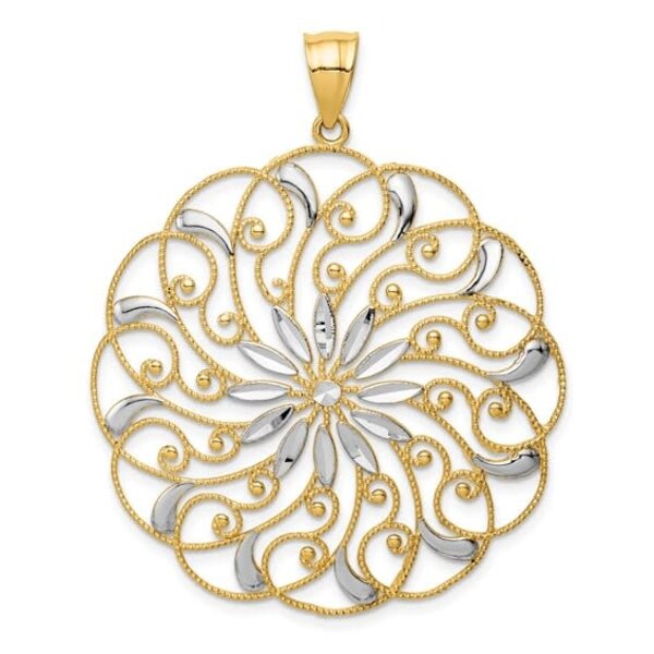 14K Yellow & White King’s Gate Diamond Cut Pendant