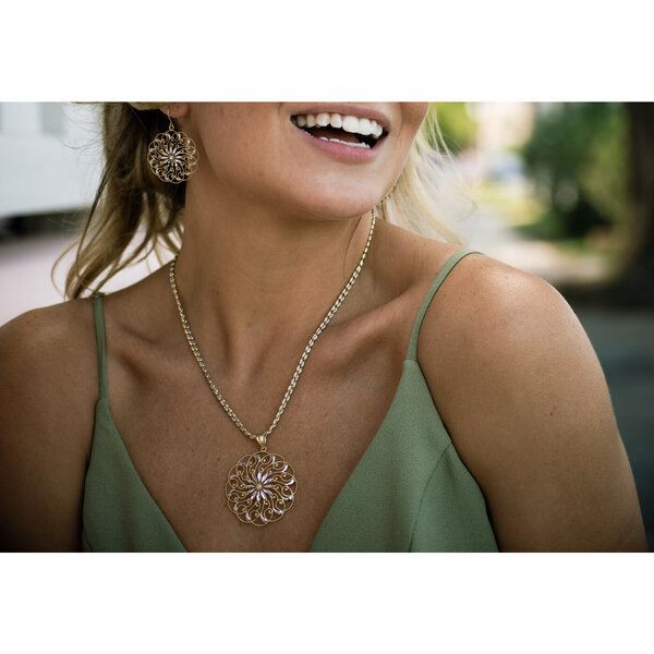 14K Yellow & White King’s Gate Diamond Cut Pendant